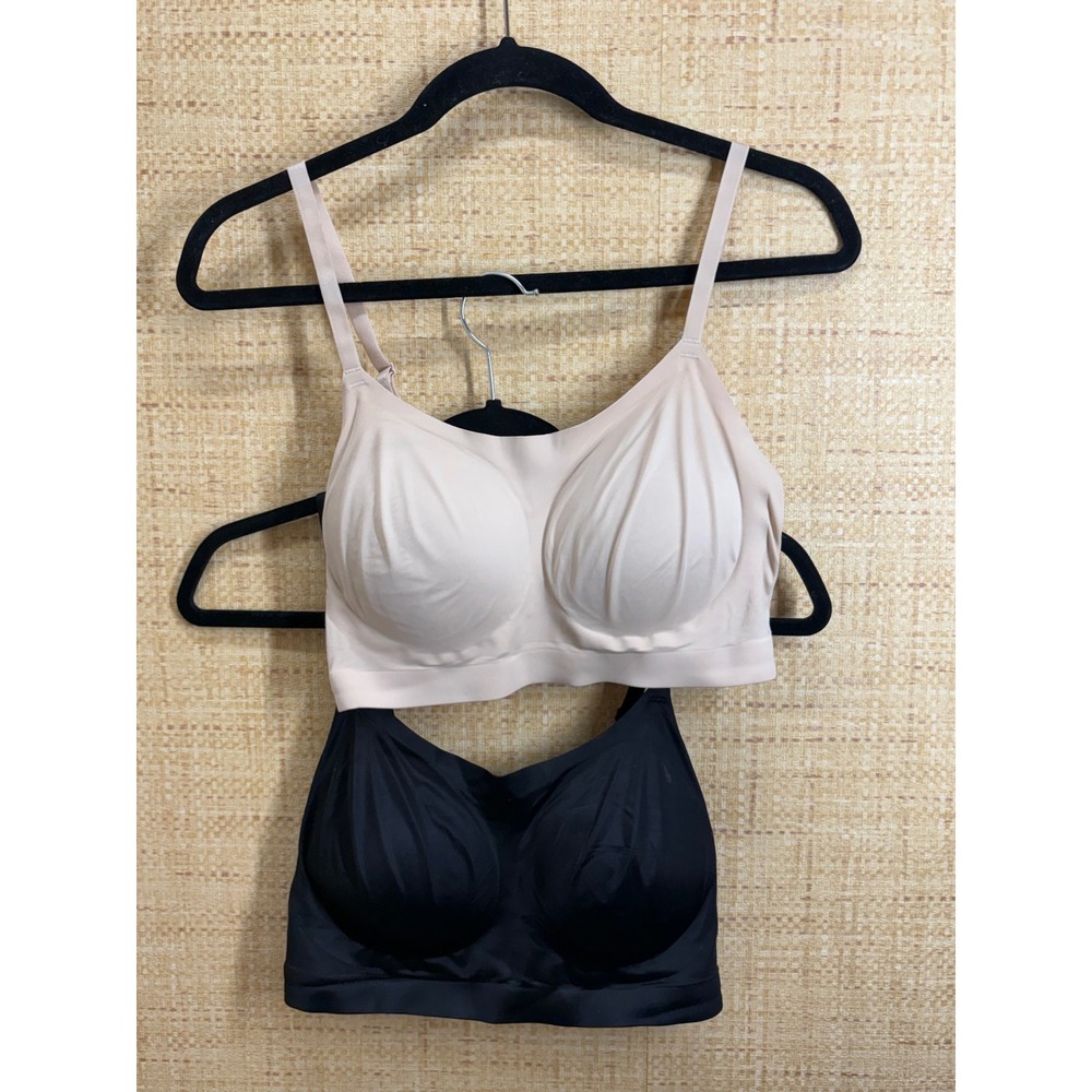 Soma Enbliss Luxe Adjustable Bralette 2 Pack Black Beige Wireless Size L
